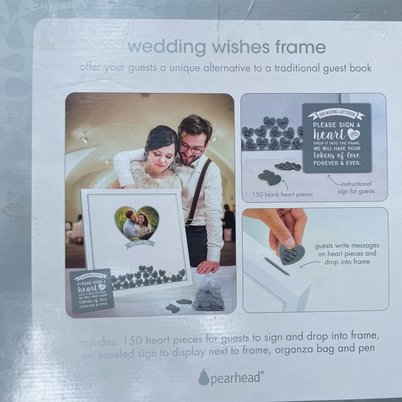 NIB Wedding Memory Book Photo Frame 150 Pieces Heart Shaped Wedding Guest Sign - Picture 2 of 4